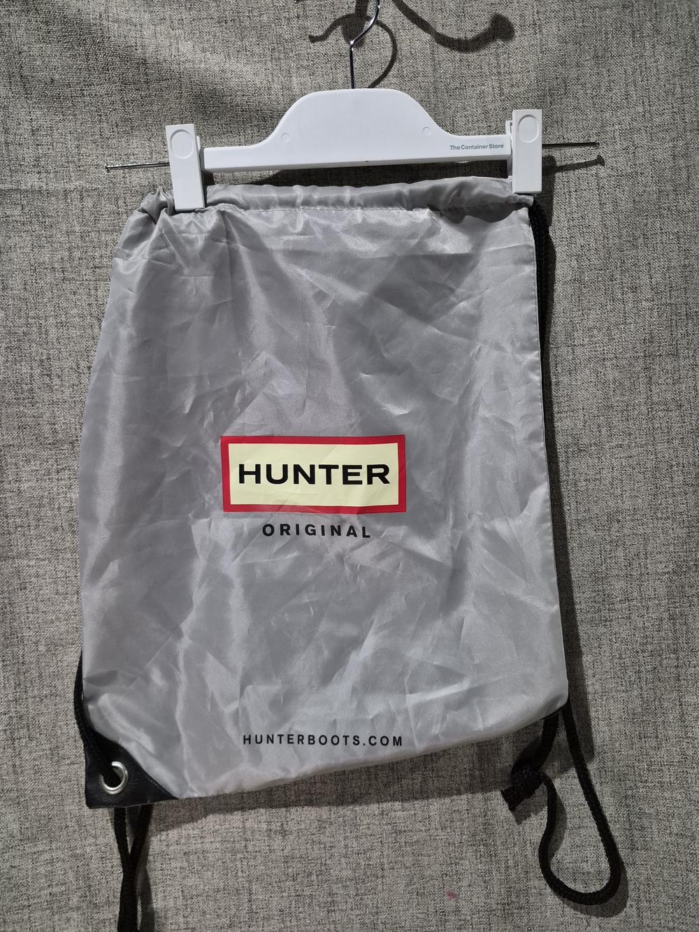 Hunter Gray Drawstring Backpack with Red Accent Logo
